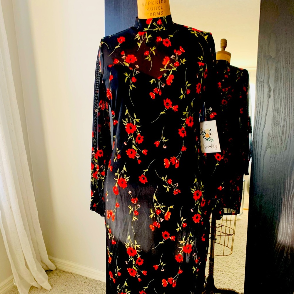 Black flowered dress